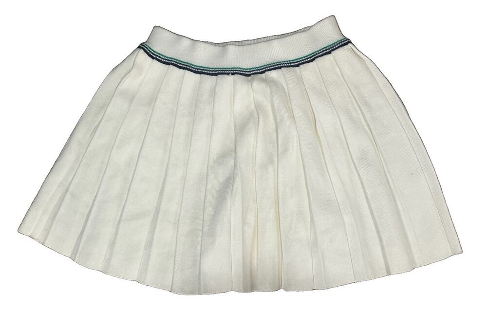 NWT Love 83 Womens Knit Tennis Skirt White Navy Green Striped Trim Size L